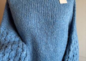 Sweter damski gruby splot oversize granatowy
