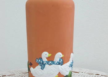 Stary wazon ceramiczny z motywem gęsi, wysokość 25 cm