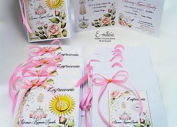 Zaproszenia 3D  I Komunia Św. spersonalizowane i z ozdobioną kopertą