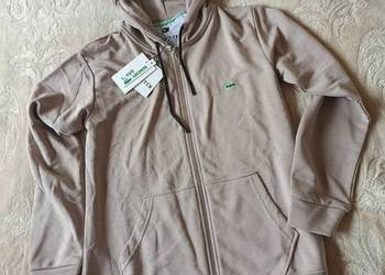 Bluza rozpinana bawełniana Lacoste - beżowa, M regular fit, z kapturem