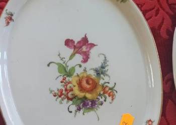 Patera,  bukiety, na białej porcelanie. Matowy spód.