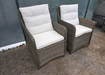 Fotele Krzesła ogrodowe z poduszkami, 2 szt., brąz, rattan PE