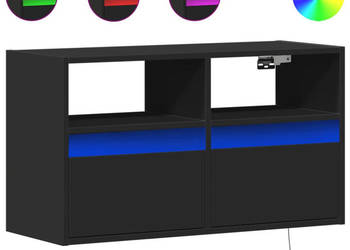 Ścienna szafka TV z LED czarna 80x31x45 cm WM-852328