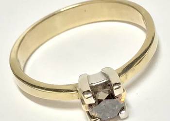 Złoty PIERŚCIONEK 585 14K brązowy DIAMENT 0.4ct 18