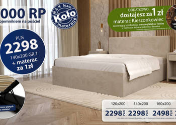 ŁÓŻKO Z POJEMNIKIEM I MATERACEM - RÓŻNE ROZMIARY I TKANINY