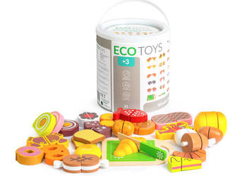 Drewniane jedzenie do krojenia 23 sztuki ECOTOYS