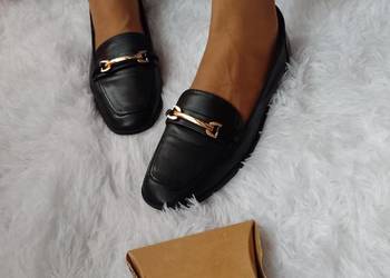 (42) ASOS/ Czarne mokasyny baleriny biznesowe z Londynu, NOWE