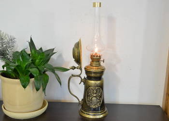 wyjątkowa cynowa LAMPA NAFTOWA amfora stara