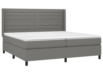 Łóżko kontynentalne z materacem ciemnoszara tkanina 200x200cm WM-3138422