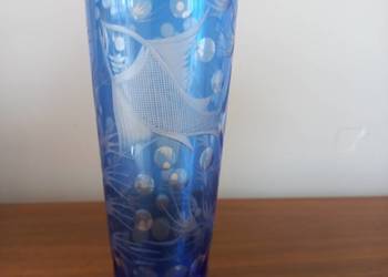 Wazon kryształowy Ryba szkło kobaltowe