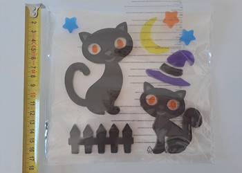 Halloween Żelowa naklejka na okno Czarny Kot Żelowa ozdoba na halloween