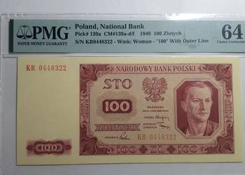 100 złotych 1948 s. KR - PMG 64
