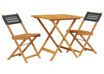 3-cz. zestaw mebli bistro czarny rattan PE i drewno WM-3281862