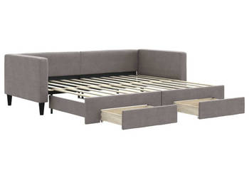 Sofa rozsuwana z szufladami taupe tkanina 90x200 cm WM-3196617