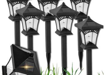 6x lampa solarna led ogrodowa wbijana słupek latarnia filament żarówka