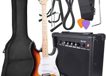 Gitara Elektryczna PODPALANA z Piecykiem Gitarowym Pokrowiec +kabel +struny