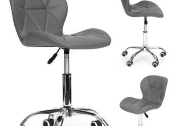 Krzesło biurowe obrotowe z szerokim oparciem regulacja wysokości szare Mod…