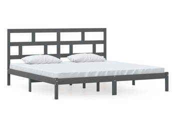 Rama łóżka szara lite drewno sosnowe 200 x 200 cm WM-3101240