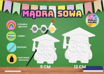 MĄDRA SOWA – FIGURKA GIPSOWA DO MALOWANIA | ZESTAW KREATYWNY DLA DZIECI