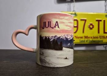 Kubek reklamowy z własną grafiką, logiem, tekstem - kolorowy ucho serce