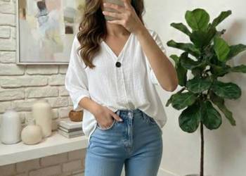 Włoska bluzka lniano-bawełniana – UNI do 2XL