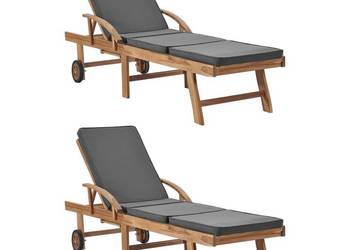 vidaXL Leżaki z poduszkami, 2 szt., lite drewno tekowe(SKU:3054634)