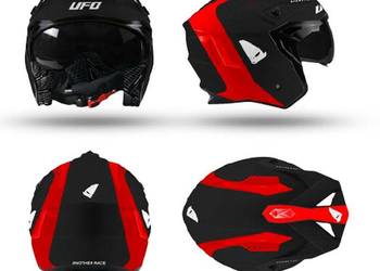 KASK UFO Z BLENDĄ TRIAL BLACK RED ozm./S/M/LXL