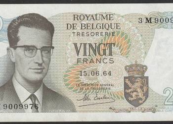 BELGIA 20 FRANKÓW 1964 - STAN 1/2