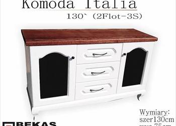 Komoda 130 Italia Lakierowana Biała Bat Rustical Dąb Bekas
