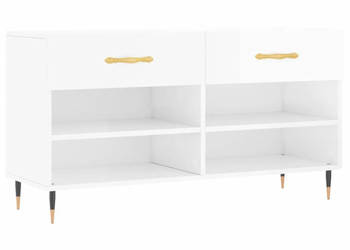Ławka z miejscem na buty wysoki połysk biała 102x35x55 cm WM-829718
