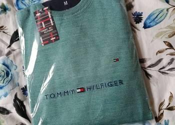 Sweter bawełniany Tommy Hilfiger regular fit - turkusowy, rozmiar M