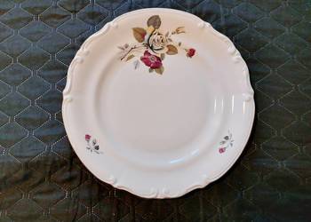 porcelanowy talerz do ciasta, porcelana Chodzież, kwiaty, 32 cm