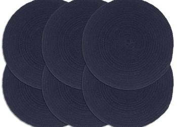 vidaXL Maty na stół, 6 szt., gładkie, granatowe, 38 cm, okrągłe(SKU:133851)