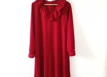 Bordowa sukienka Midi Vintage 40 42 44