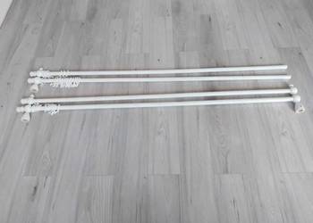 Karnisz podwójny biały drewniany 380 cm + 35 kółek z żabkami