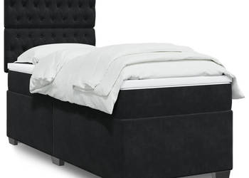 Łóżko kontynentalne z materacem czarne aksamit 80x200 cm WM-3290770