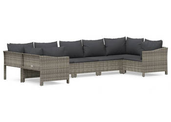 7-cz. zestaw wypoczynkowy do ogrodu poduszki szary rattan PE WM-3187302