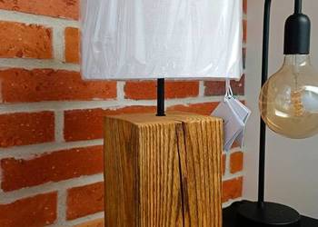 Lampa loft belka z belki drewniana retro biurkowa ozdobna