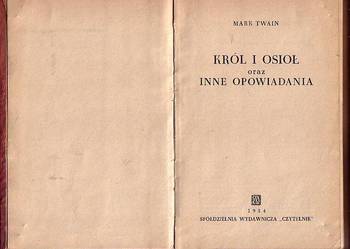 (8352) KRÓL  I OSIOŁ ORAZ  INNE OPOWIADANIA – MARK TWAIN