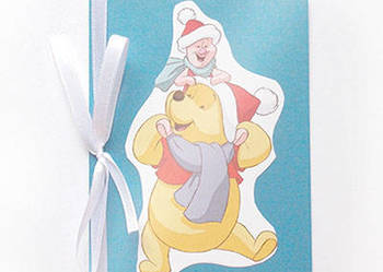 mikołajkowe kartki dla dzieci, Boże Narodzenie kartki z Kubusiem Puchatkiem