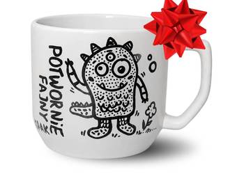Kubek Ceramiczny Ręcznie Malowany POTWÓR 300ml Prezent Do Pracy