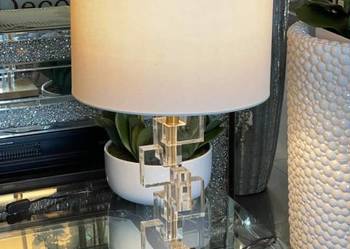 Lampa stołowa glamour złota szklana lustrzana  PREMIUM