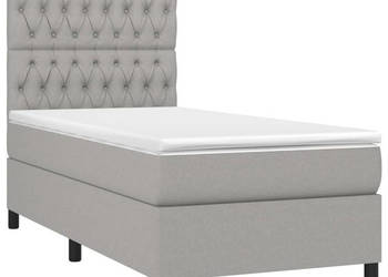 Łóżko kontynentalne z materacem jasnoszare tkanina 90x200 cm WM-3135085