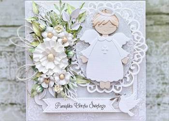 Kartka na Chrzest ręcznie robiona w pudełku  z personalizacją