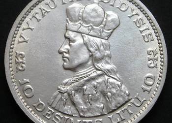 Litwa 10 litu 1936 - SREBRO - Książę Witold Vytautas - st 2