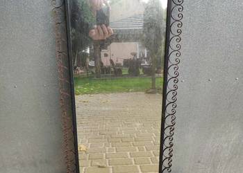 Stare lustro w ramie z kutej stali metaloplastyka prl | prl | vintage | lof