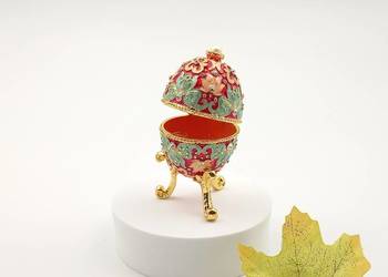 Jajko jajo faberge pojemniki szkatułka niebieskoczerwone