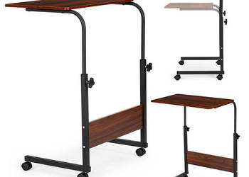 Stolik pod laptopa z kółkami biurko dostawiane do fotela kanapy ciemny brą…