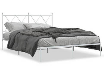 Łóżko Metalowe Białe Rama Łóżka Ze Stelażem Biała 140x190 cm WM-376551