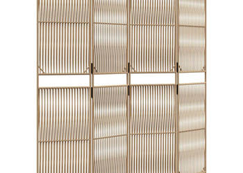 Parawan 4-panelowy beżowy polirattan WM-365395